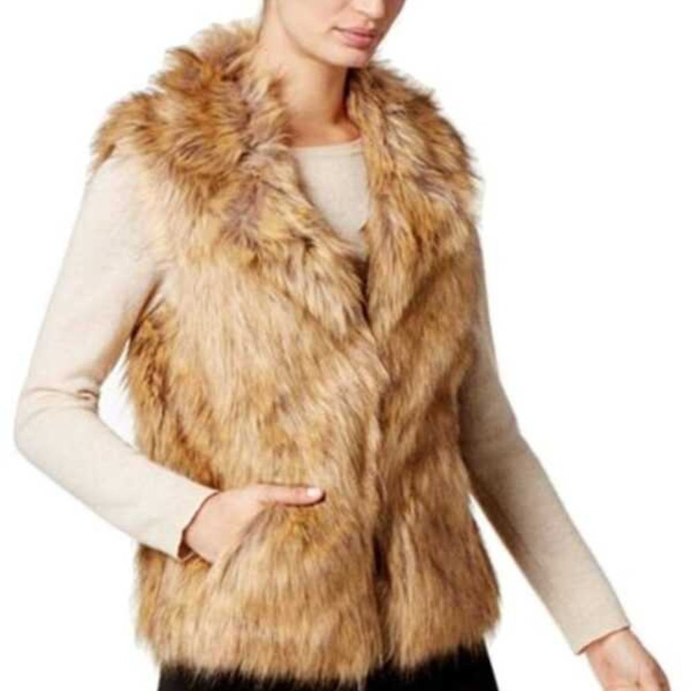INC International Concepts Women Faux Fur Vest